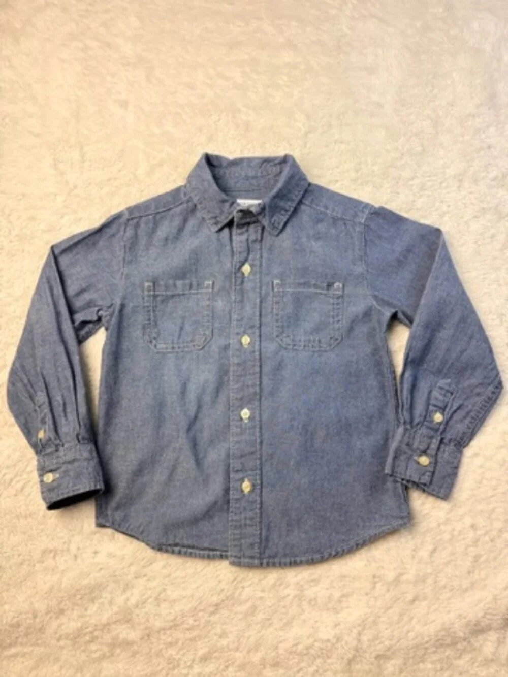 Carter’s Boys 4T Chambray Denim Button Down Shirt Long Sleeve Blue